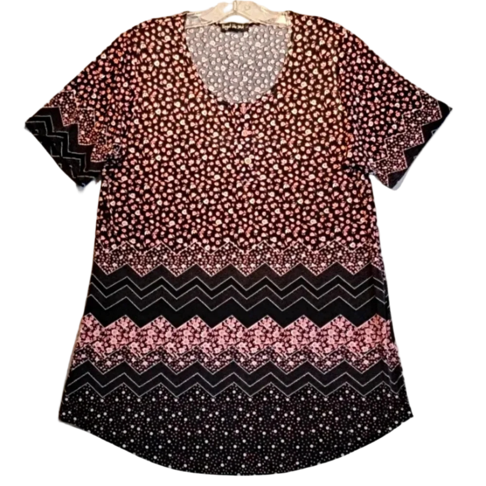 Forget Me Not Women's Stretch Tunic Scoop  Neck Size Large